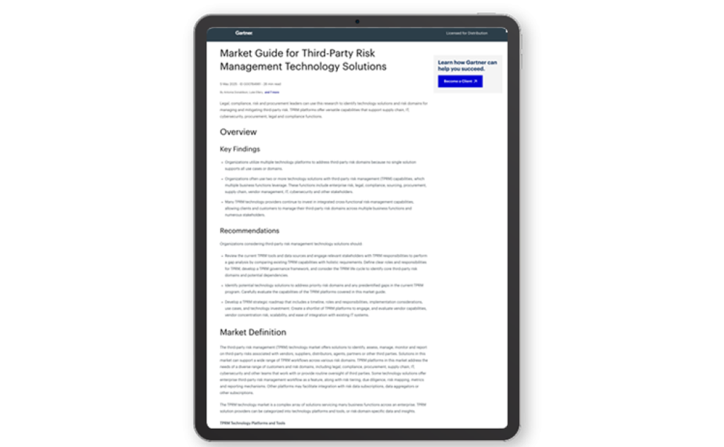 Gartner®: Market Guide for Third-Party Risk Management Technology Solutions